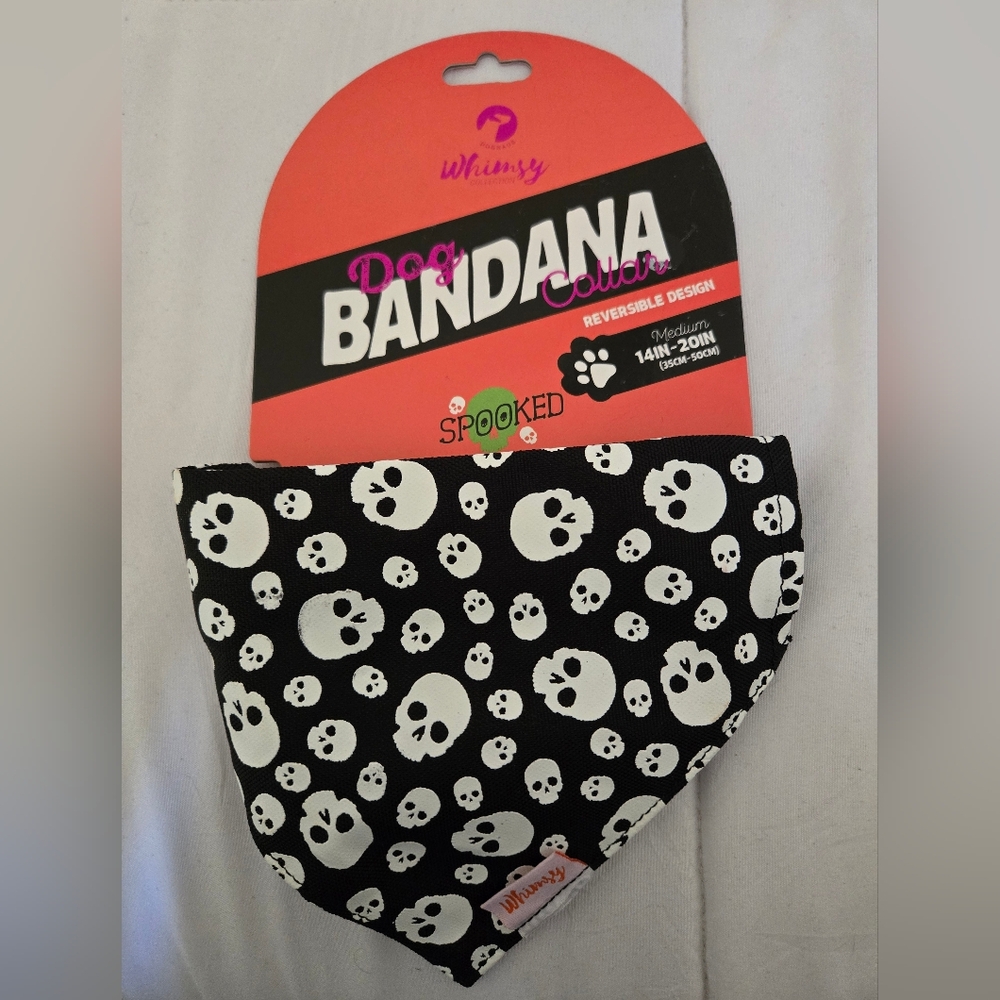 Black and White Skull Bandana for Dogs